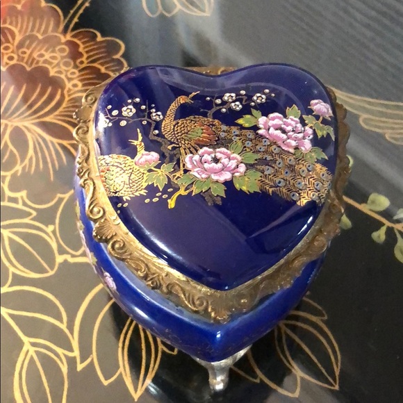 Other - Vintage Music Box Jewelry Cobalt Peacock Japan